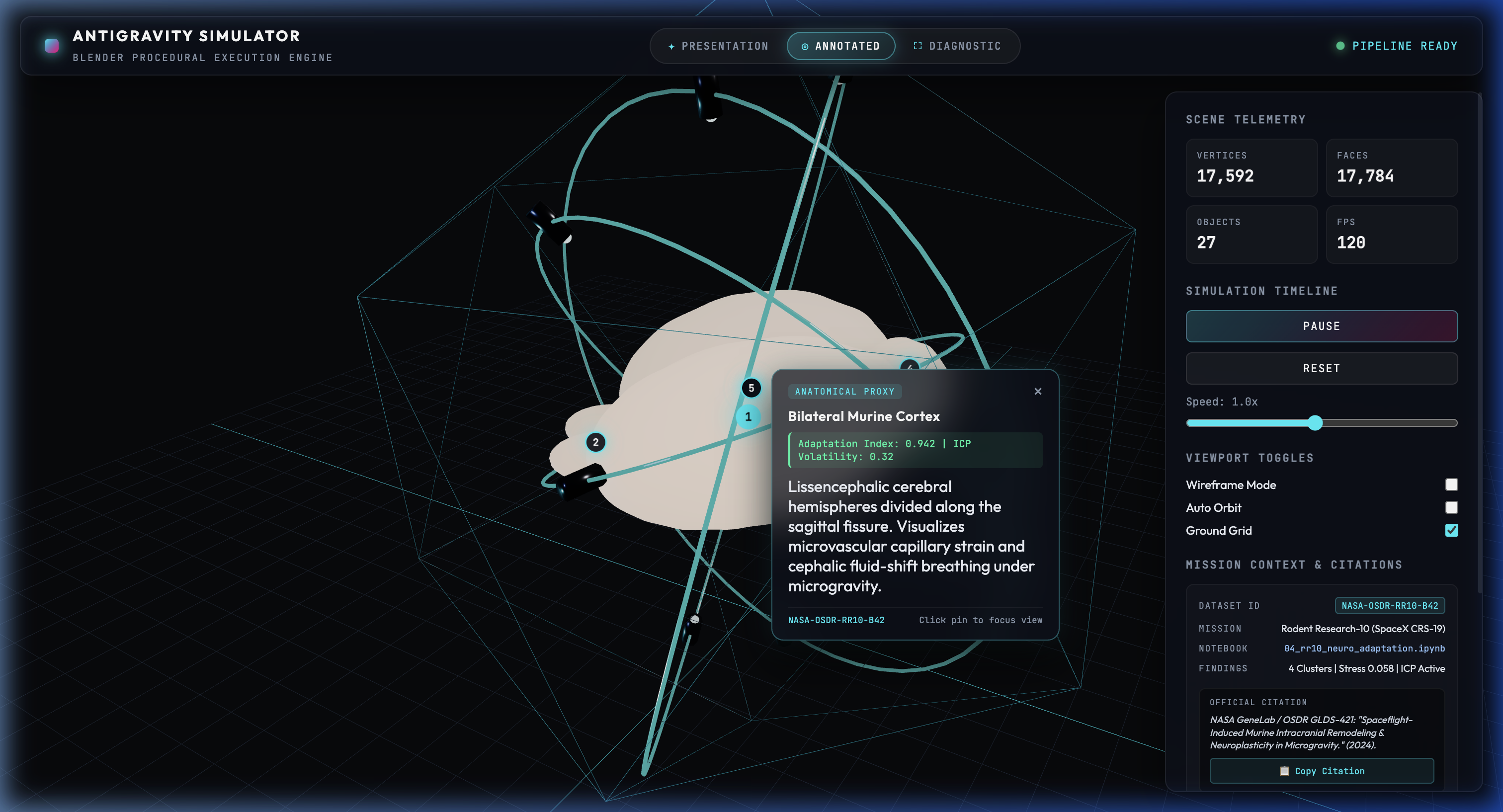 Interactive Annotated View of Murine Neural Proxy with Hotspots